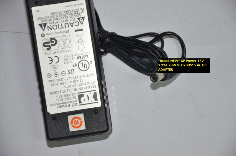 *Brand NEW* 5.5*2.5 XP Power VEH20US15 15V 1.33A 20W AC DC ADAPTER